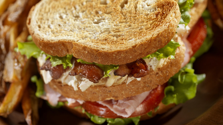 Toasted Club Sandwich with French Fries