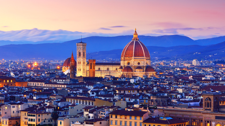 a view of Florence at night