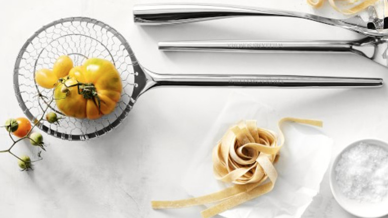 metal pasta strainer