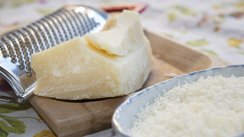 parmesan rind next to grated parmesan