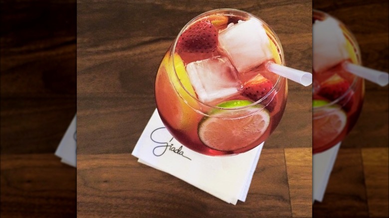 glass of sangria at giada with fresh fruit