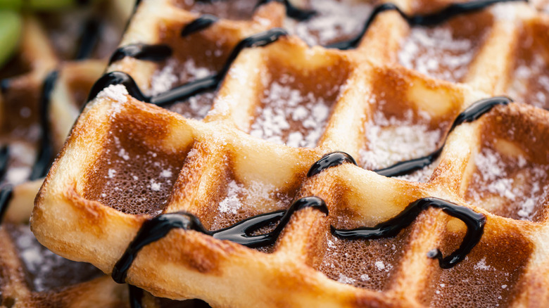 Waffles with chocolate drizzle