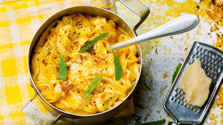 Pumpkin carbonara pasta