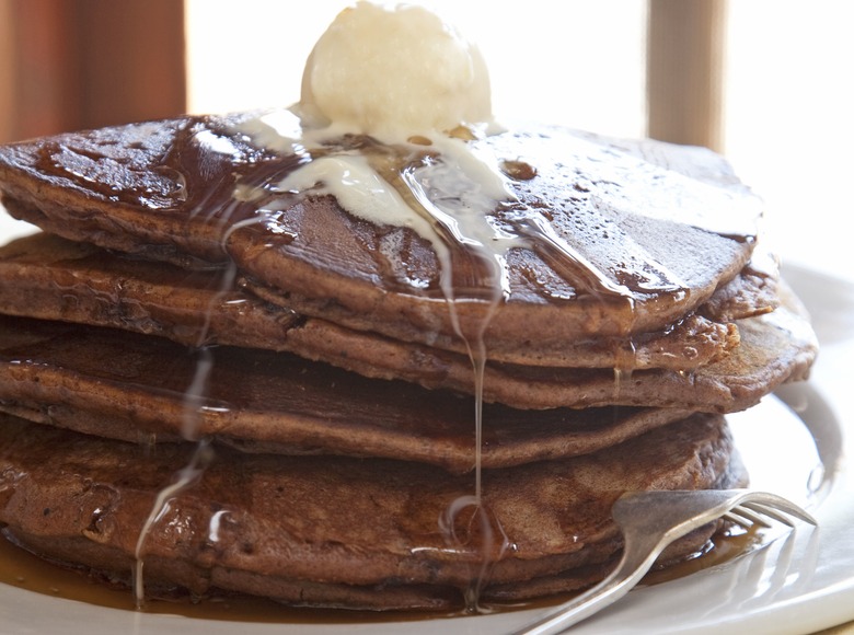 These pancakes contain equal parts ground cinnamon, ginger and nutmeg — with a touch of cloves.