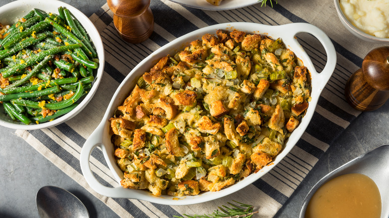 stuffing on a table