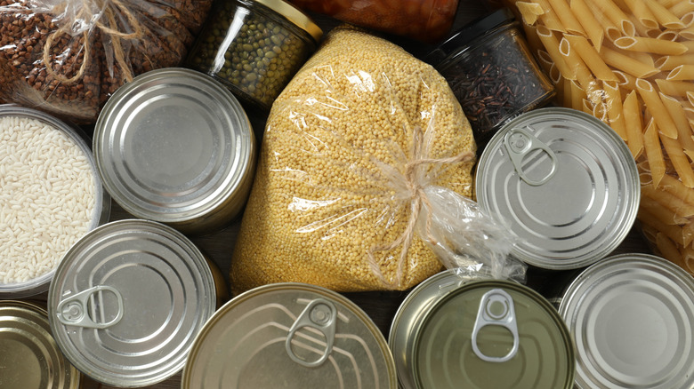 Various canned and dry goods.