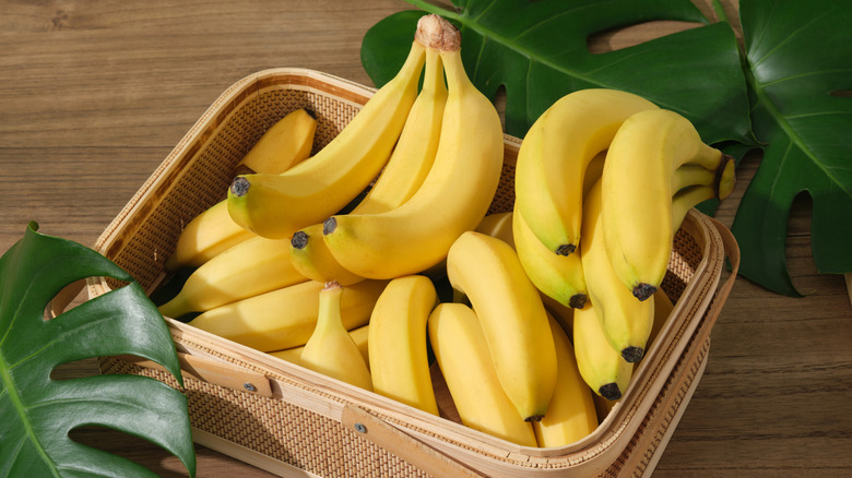 A box filled with banana bunches.