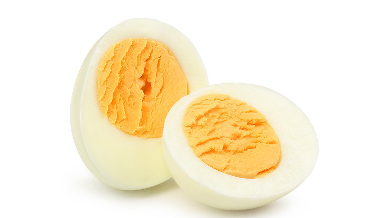 a hard boiled egg cut in half