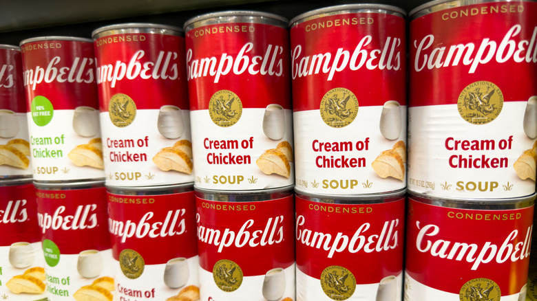 Campbell soup cans, stacked.
