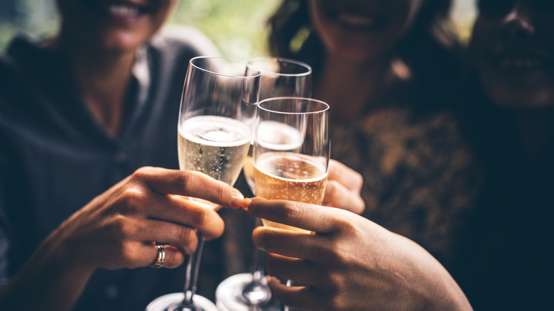 Champagne toast among friends