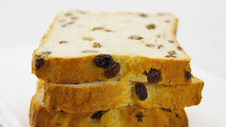 loaf of sliced raisin bread