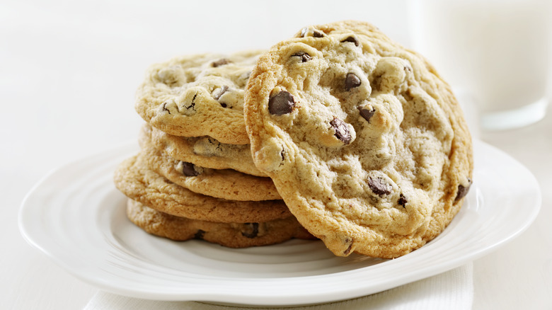 stack of chocolate chip cookies