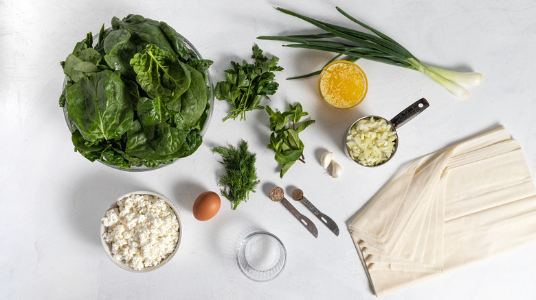 Greek spanakopita ingredients