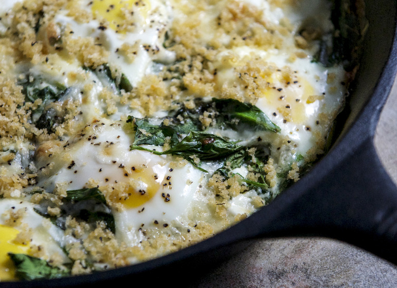 Greens & Fontina Baked Eggs Recipe