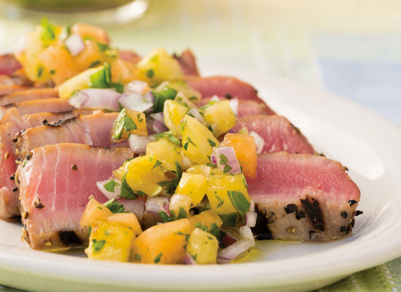 Peppered Ahi Tuna With Spicy Cantaloupe Salsa