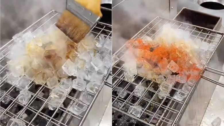 grilled ice cubes