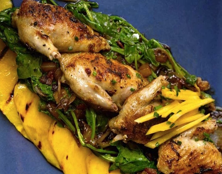 Grilled Quail With Mango And Arugula Recipe