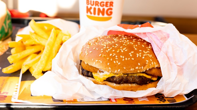 Burger King meal displayed on a tray