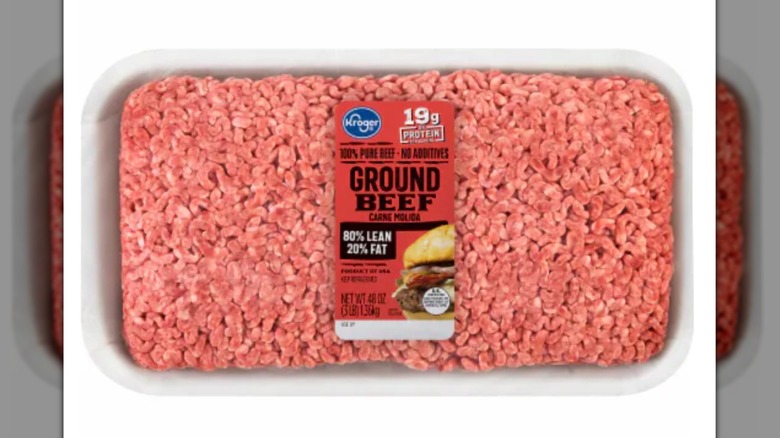 Tray of ground beef sold at Kroger