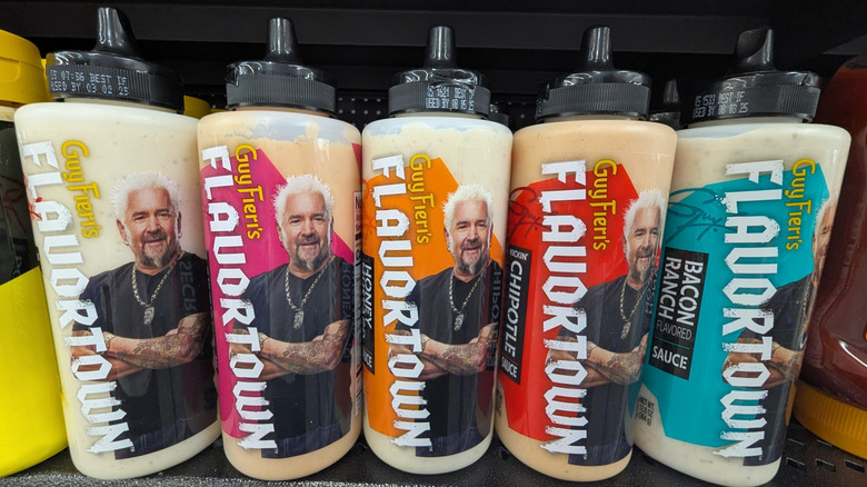 Guy Fieri's Flavortown sauces on a store shelf