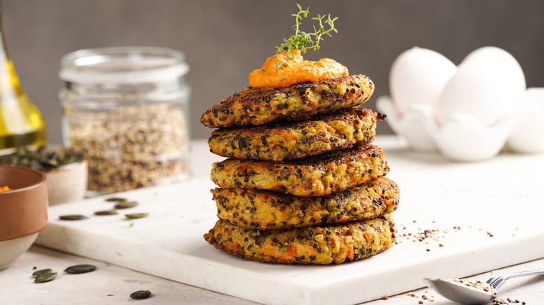 Stack of quinoa veggie patties