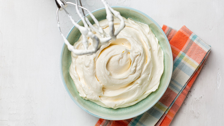 A bowl of freshly whipped cream.