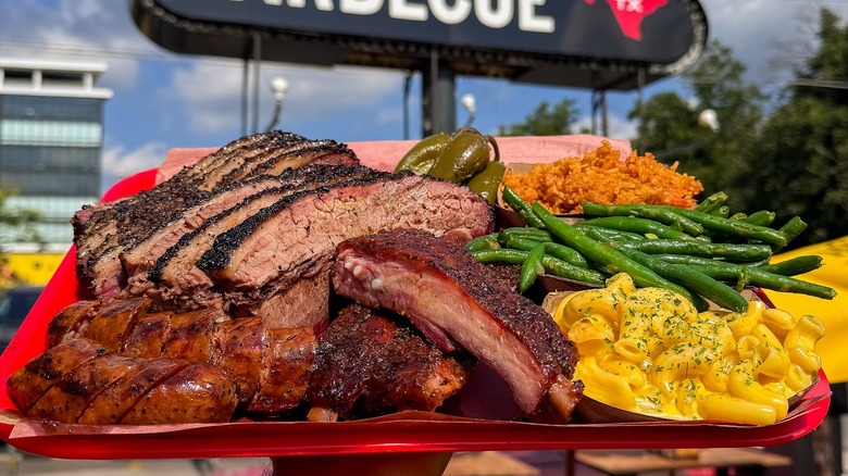 Tray of Terry Black's meats and sides