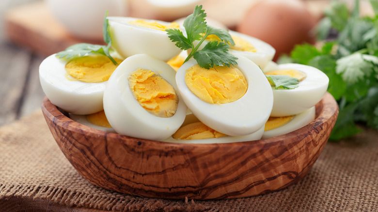 hard boiled eggs in bowl