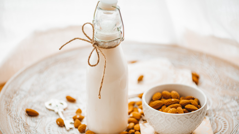 Bottle of almond milk 