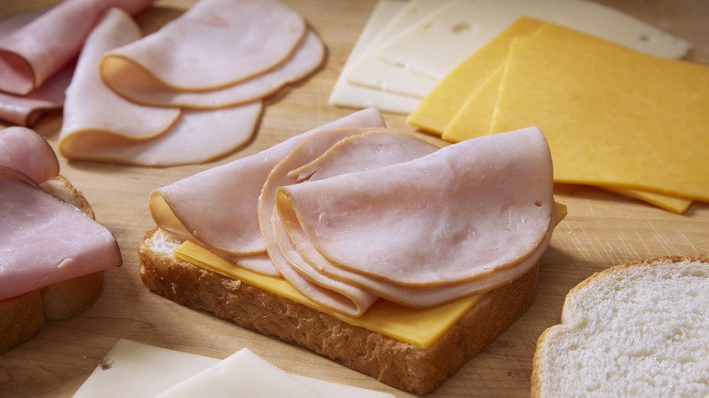 Deli meat on top of a sandwich