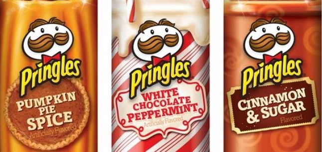 Pringles has released cinnamon and sugar, white chocolate peppermint and pumpkin spice pie flavors for the holidays.