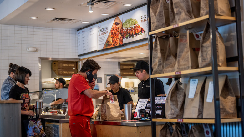 The inside of a Chipotle.