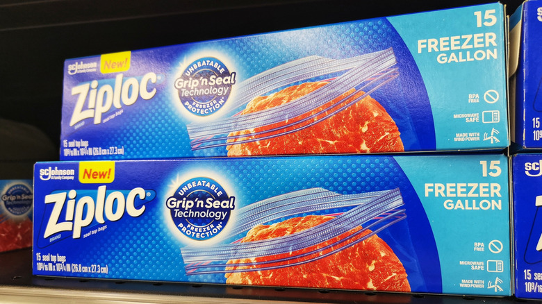 Two boxes of Ziploc freezer gallon bags