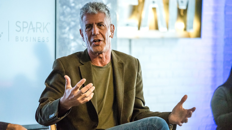 Anthony Bourdain speaking at an event