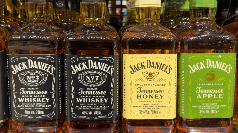 Various Jack Daniel's flavors on shelves