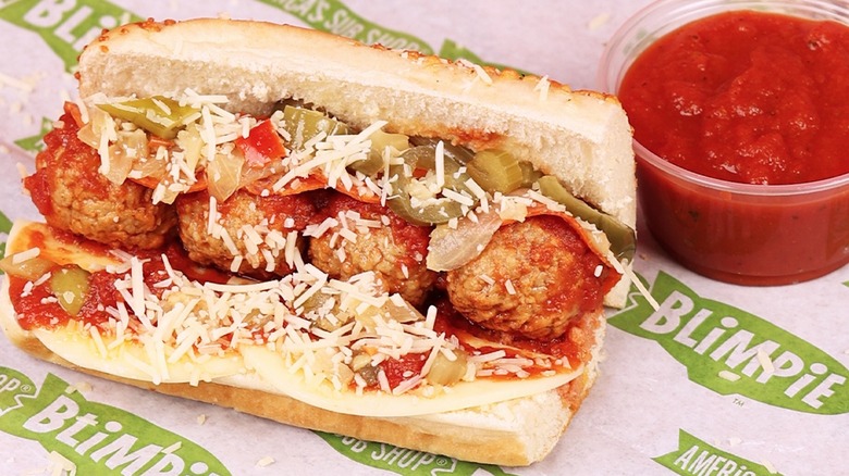 Blimpie meatball sub and sauce