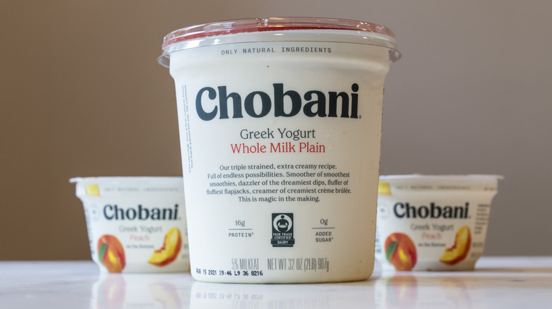 Tub of Chobani Greek yogurt