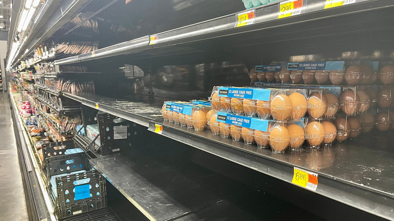 Egg shelves mostly empty