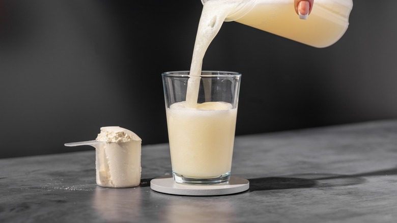 making a protein drink with protein powder