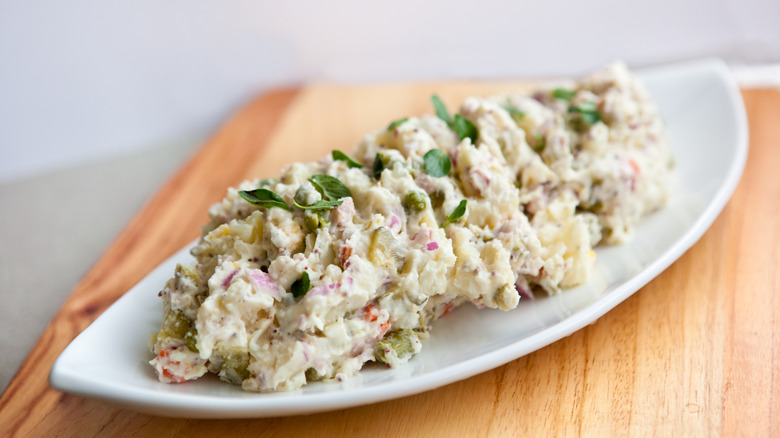 Plate of creamy potato salad