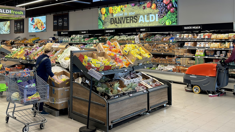 Customers shopping at Aldi