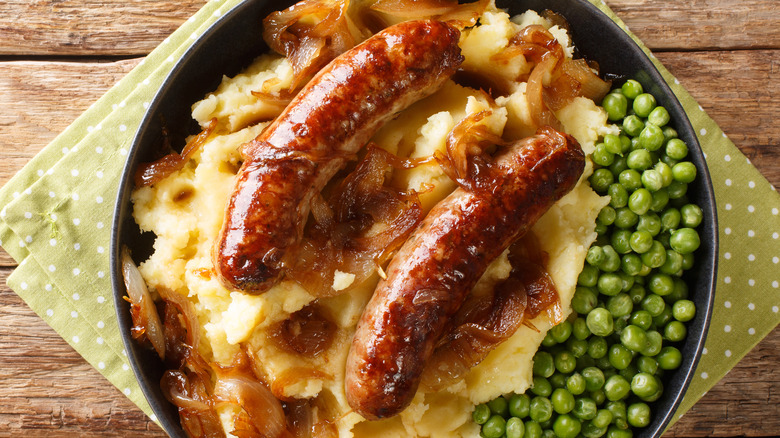 Traditional bangers and mash