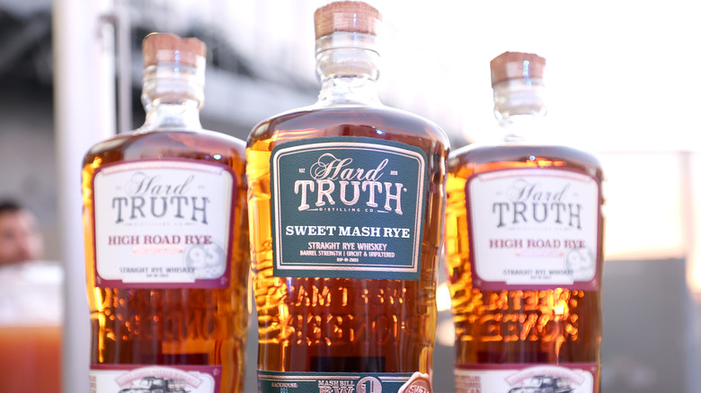 Several bottles of rye whiskey.