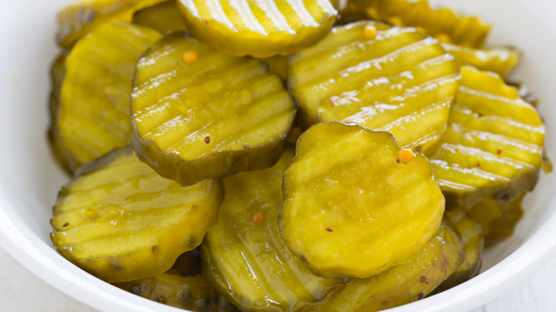 Bowl of bread and butter pickles