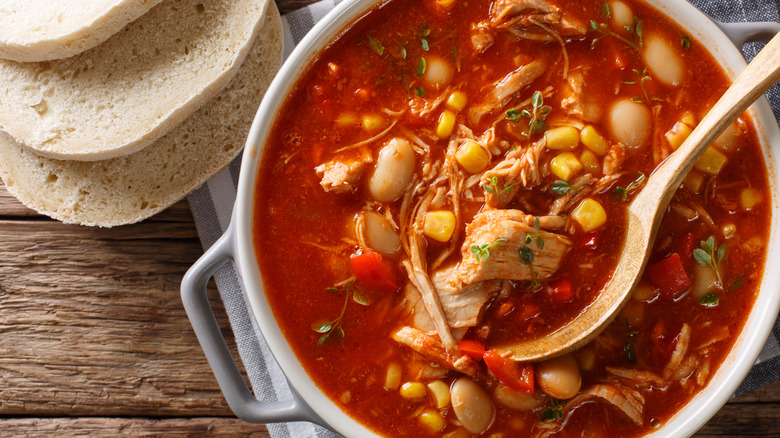 Brunswick stew with pulled chicken and lima beans
