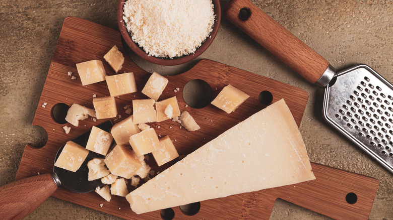 Grated and chopped parmesan