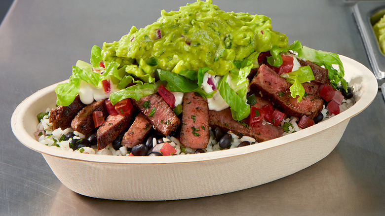 Chipotle carne asada in burrito bowl