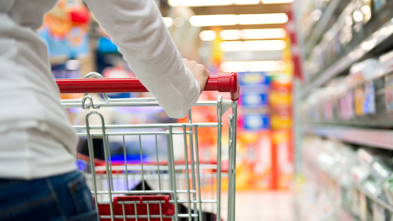 Shopping cart with a vertical bar handle