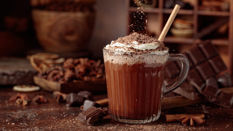 A cup of hot chocolate.