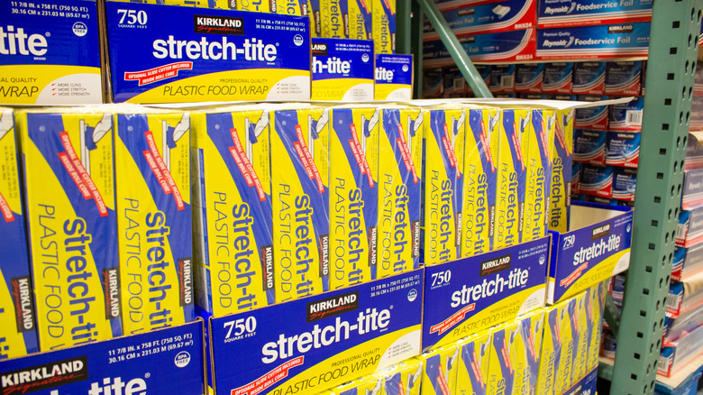 Boxes of Kirkland Signature Stretch-Tite Plastic Food Wrap in Costco